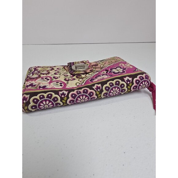 Vera Bradley Wallet Womens Pink Purple Floral Zip Around Organizer Clutch Purse - Picture 2 of 7
